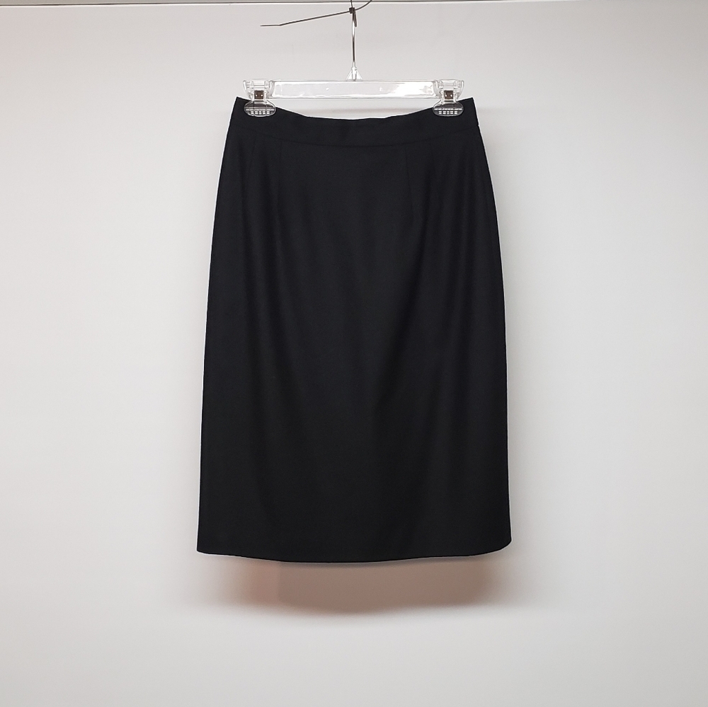 100% Merina Wool Vintage Jacqueline Ferrar Black Pencil Skirt Size 8 MADE IN USA